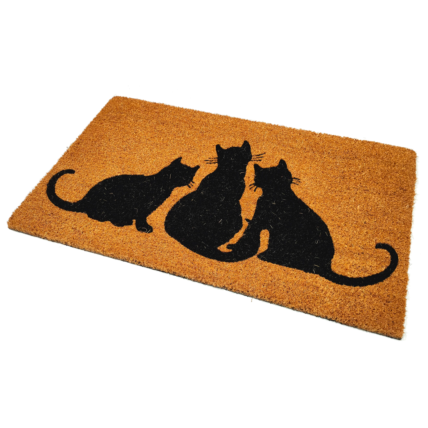 Charming Coir Door Mat with Trio of Silhouetted Cats | Durable and Slip-Resistant | 75cm x 45cm | Perfect for a Cat Lover