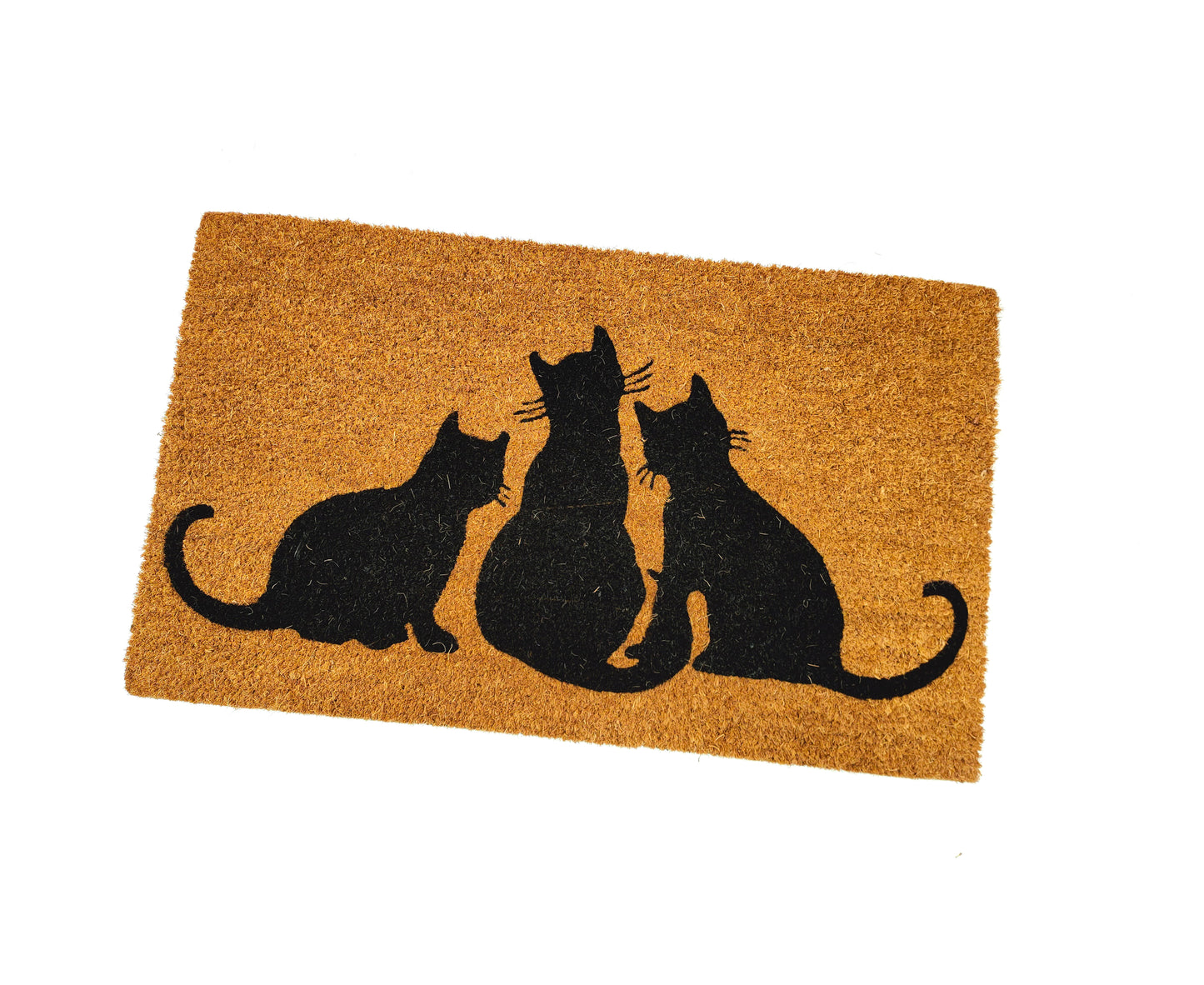 Charming Coir Door Mat with Trio of Silhouetted Cats | Durable and Slip-Resistant | 75cm x 45cm | Perfect for a Cat Lover