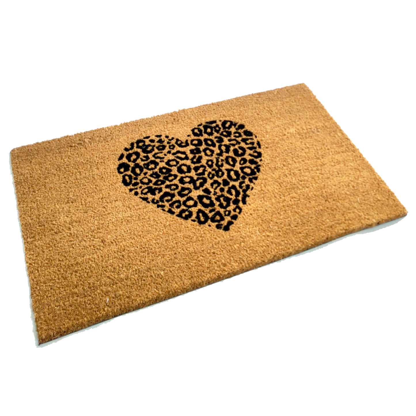 Animal Print Heart Coir Door Mat | 75cm x 45cm | Durable, Slip-Resistant, and Eco-Friendly